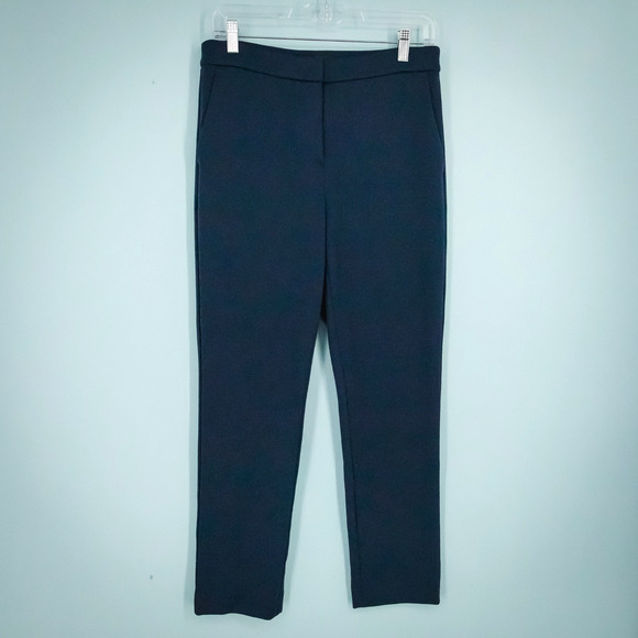 Theory Size 4 Navy Blue Treeca 2 Cambretta Knit Textured Tapered Dress Pants - Picture 1 of 7